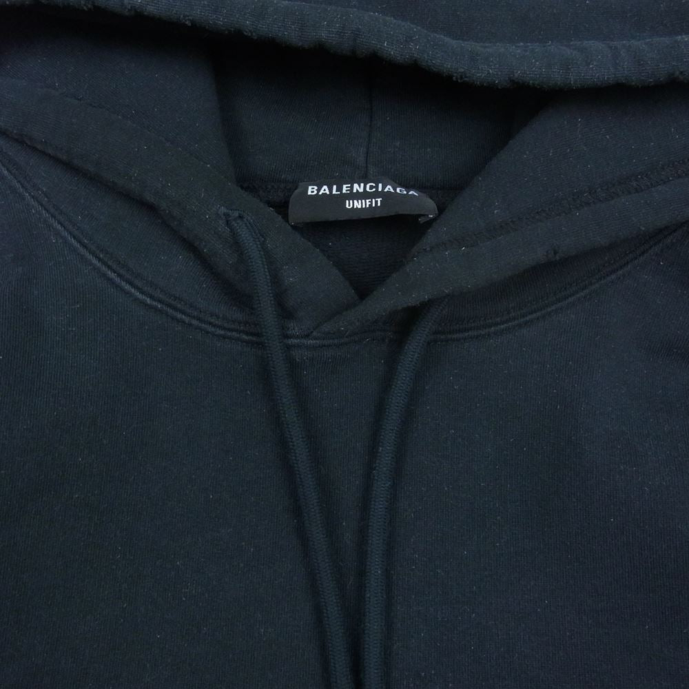 BALENCIAGA バレンシアガ 22SS 697879 TMV89 国内正規品 Metal Hoodie Oversized メタルロゴ オーバーサイズ フーディ パーカー ブラック系 XL【中古】