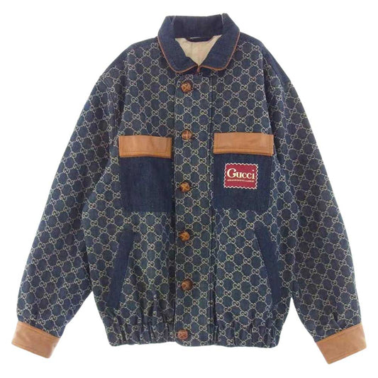 GUCCI グッチ 644963 XDBIP 国内正規品 ウォッシュド オーガニックデニム ボンバージャケット ブルー系 48【美品】【中古】