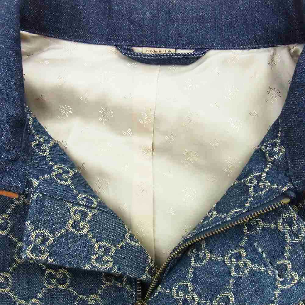 GUCCI グッチ 644963 XDBIP 国内正規品 ウォッシュド オーガニックデニム ボンバージャケット ブルー系 48【美品】【中古】
