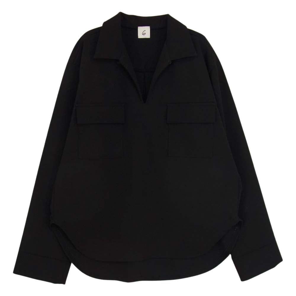 6 ロク 8612-241-0213 BEAUTY & YOUTH UNITED ARROWS SKIPPER SHIRT スキッパー 長袖 シャツ ブラック系 サイズ表記無【美品】【中古】