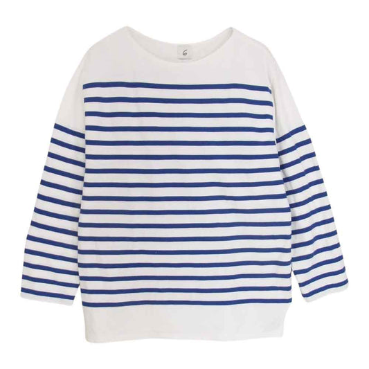6 ロク 8612-241-0232 RASCHEL BORDER PULLOVER プルオーバ― ボーダー カットソー ホワイト系 サイズ表記無【中古】
