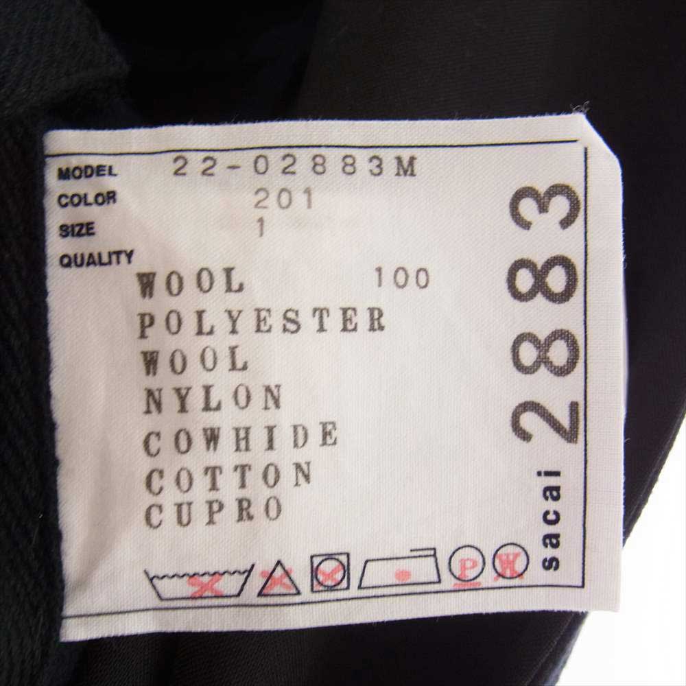 Sacai サカイ 22AW 22-02883M Wool Melton Coat ウール メルトン ベルテッド ドッキング コート ダークネイビー系 1【美品】【中古】