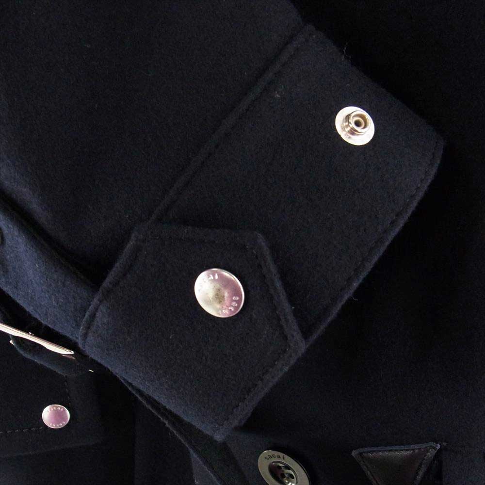Sacai サカイ 22AW 22-02883M Wool Melton Coat ウール メルトン ベルテッド ドッキング コート ダークネイビー系 1【美品】【中古】