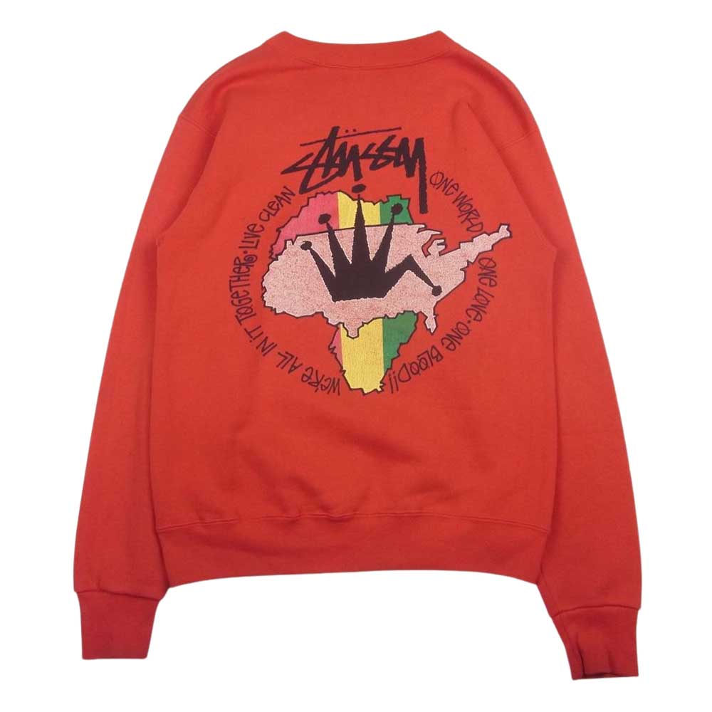 STUSSY ステューシー OLD Stussy ヴィンテージ オールド 80s 初期タグ ラスタカラー クラウン バックプリント スウェット レッド系【中古】