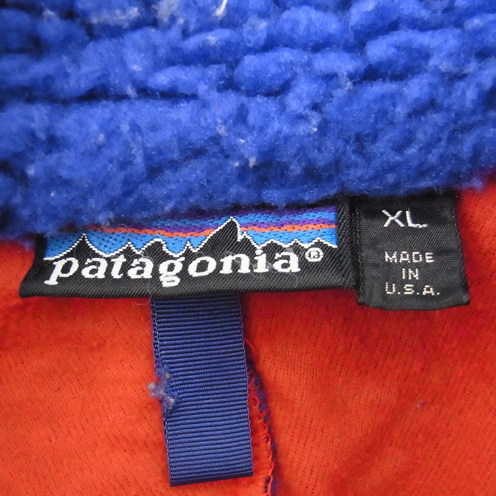 patagonia パタゴニア 89年 USA製 Retro Pile Cardigan COBALT OPTI ジップ レトロ パイル カーディガン コバルト ブルー系 XL【中古】