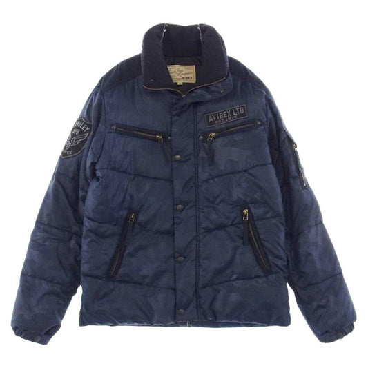 AVIREX アヴィレックス 6142194 LANGLEY PADDING JACKET ロゴワッペン モザイクカモ ラングレー パディング ジャケット パープル系 M【中古】