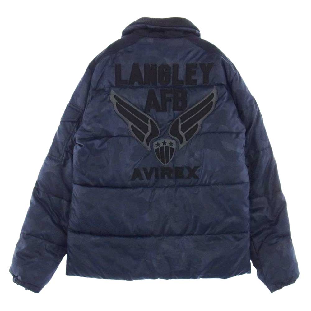 AVIREX アヴィレックス 6142194 LANGLEY PADDING JACKET ロゴワッペン モザイクカモ ラングレー パディング ジャケット パープル系 M【中古】