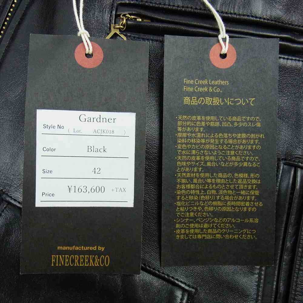 ファインクリーク ACJK018 茶芯 GARDNER ガードナー ホースハイド ライダース ジャケット  ブラック系 42【新古品】【未使用】【中古】