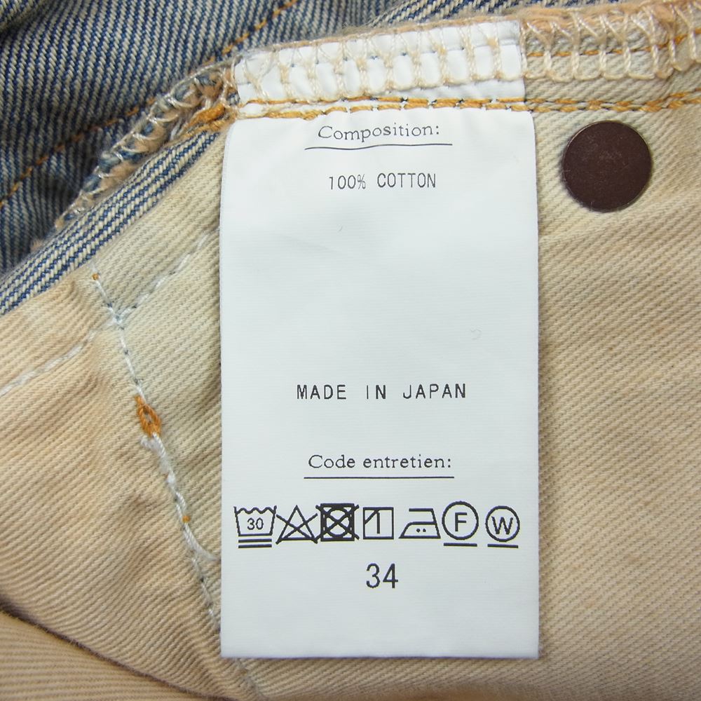アプレッセ 22AW 22AAP-04-05H Washed Denim Wide Pants ウォッシュド ワイド デニム パンツ インディゴブルー系 34【美品】【中古】