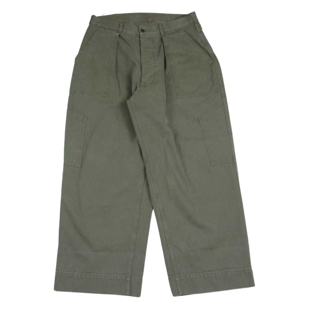 アプレッセ 22AW 22AAP-04-07M USAF Hemmed Bottoms ベイカー ヘム ボトム ワイド ミリタリー パンツ オリーブ系 2【極上美品】【中古】