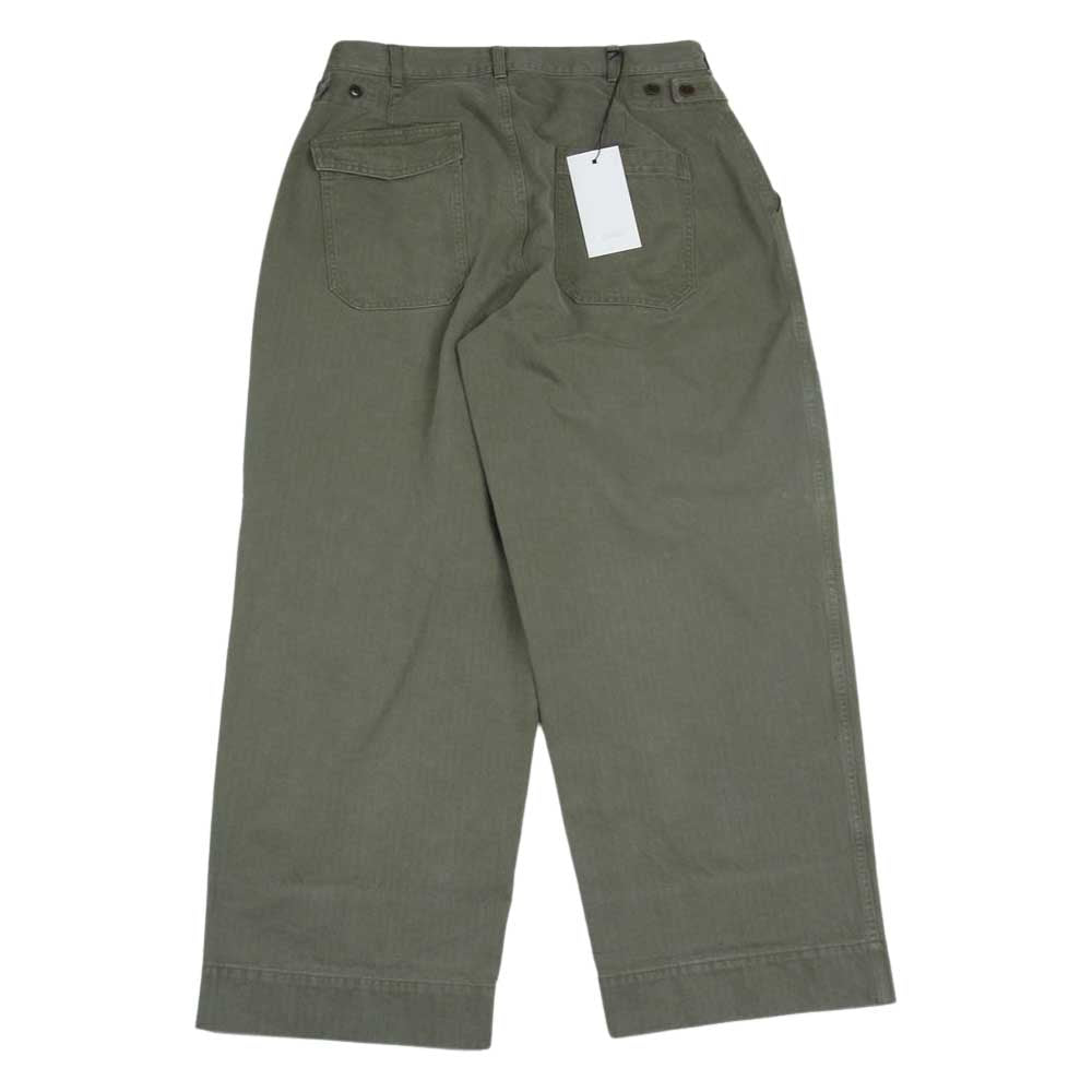 アプレッセ 22AW 22AAP-04-07M USAF Hemmed Bottoms ベイカー ヘム ボトム ワイド ミリタリー パンツ オリーブ系 2【極上美品】【中古】