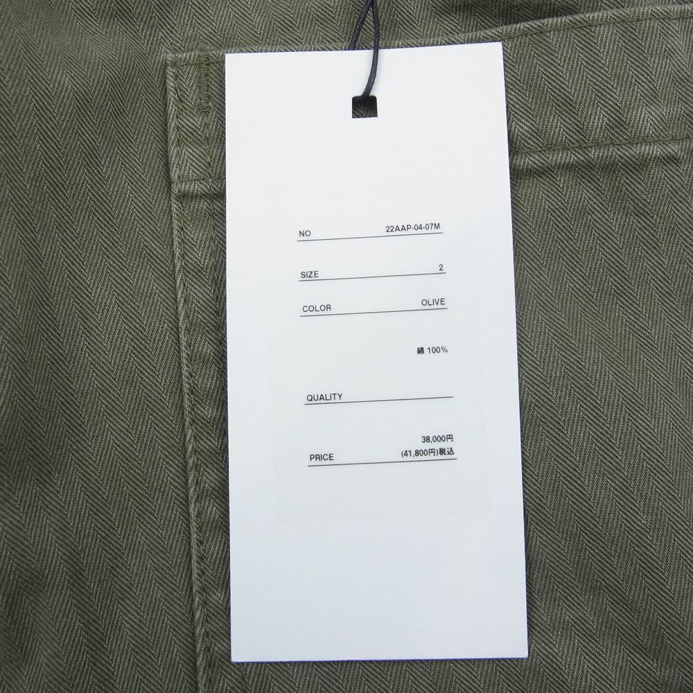 アプレッセ 22AW 22AAP-04-07M USAF Hemmed Bottoms ベイカー ヘム ボトム ワイド ミリタリー パンツ オリーブ系 2【極上美品】【中古】