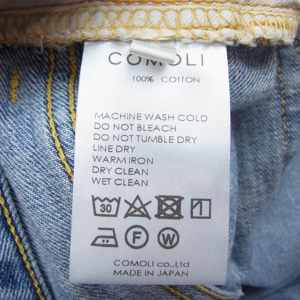 COMOLI コモリ 22AW W03-03004 5P 5ポケット デニム パンツ BLEACH ブリーチ インディゴブルー系 2【美品】【中古】
