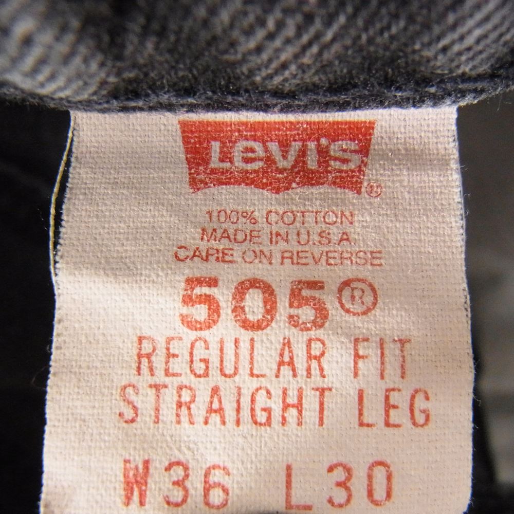 Levi's リーバイス 40505-4159 90s USA製 505 オレンジタブ レギュラーフィット ブラックデニム ジーンズ デニムパンツ ブラック系 W36L30【中古】