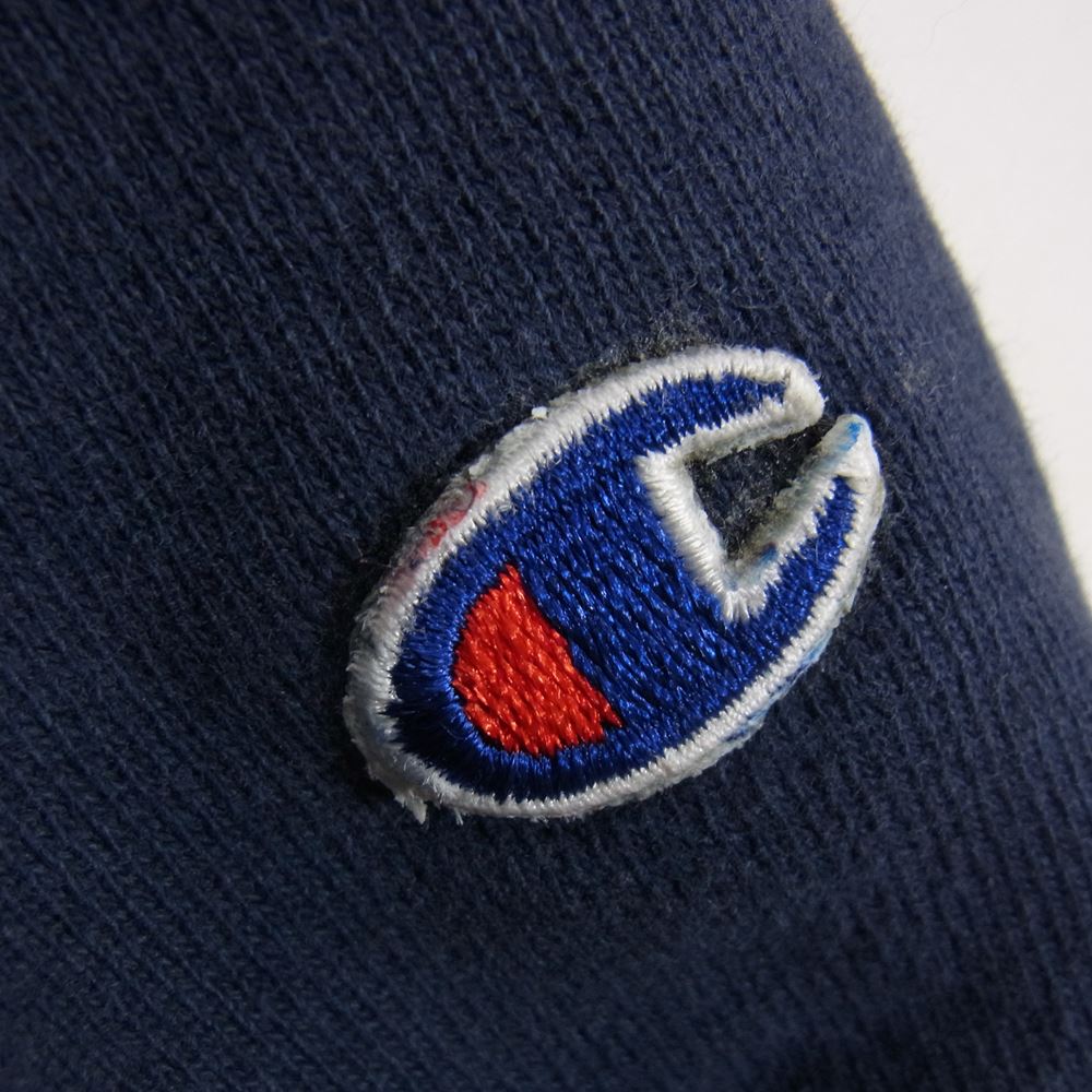 Champion チャンピオン USA製 90s REVERSE WEAVE リバースウィーブ ロゴ刺繍 クルーネック スウェット ネイビー系 L【中古】