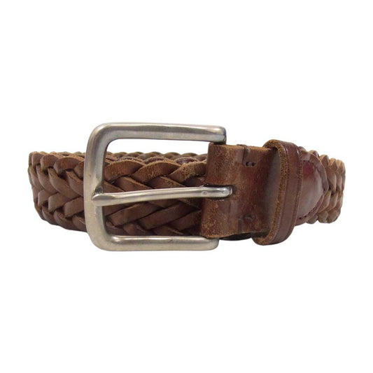 WHITE HOUSE COX ホワイトハウスコックス PLAITED BELT レザー メッシュ ベルト ブラウン系 34/85【中古】