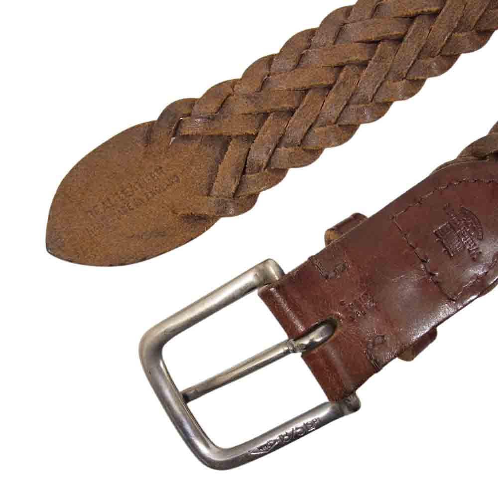 WHITE HOUSE COX ホワイトハウスコックス PLAITED BELT レザー メッシュ ベルト ブラウン系 34/85【中古】