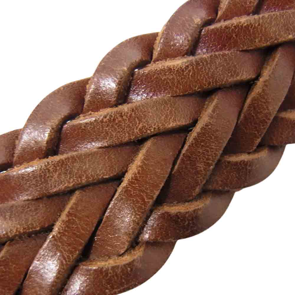 WHITE HOUSE COX ホワイトハウスコックス PLAITED BELT レザー メッシュ ベルト ブラウン系 34/85【中古】