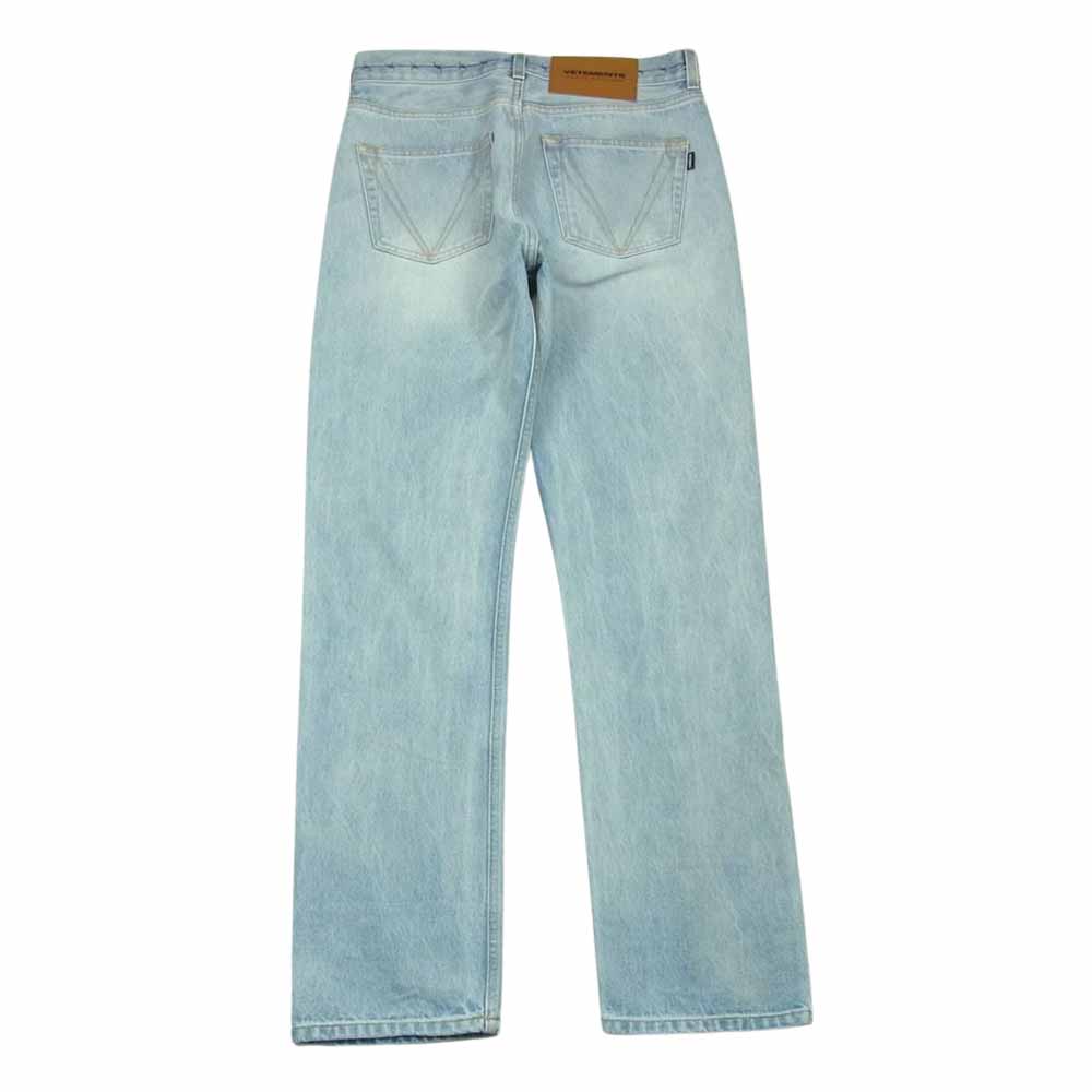 VETEMENTS ヴェトモン 21AW MA52PA720B COUTURE STRAIGHT LEG DENIM トライバルプリント ストレート デニム パンツ インディゴブルー系 XS【中古】