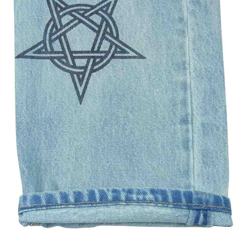 VETEMENTS ヴェトモン 21AW MA52PA720B COUTURE STRAIGHT LEG DENIM トライバルプリント ストレート デニム パンツ インディゴブルー系 XS【中古】