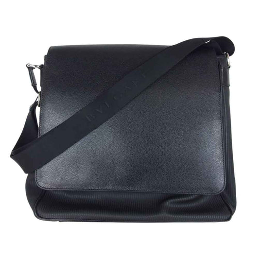 BVLGARI ブルガリ レザー フラップ ショルダー バッグ ブラック系【中古】