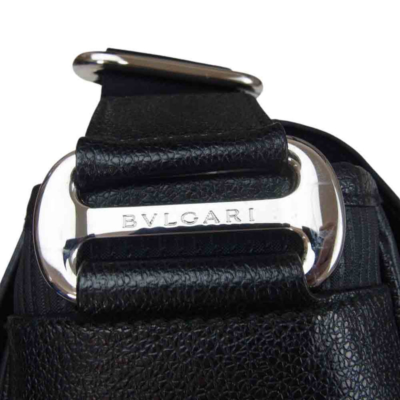 BVLGARI ブルガリ レザー フラップ ショルダー バッグ ブラック系【中古】