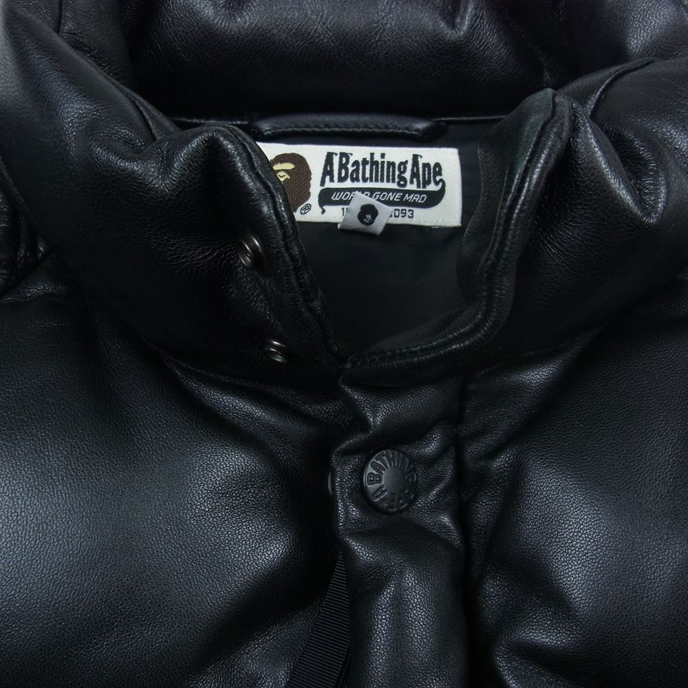 A BATHING APE アベイシングエイプ 001HJ0801010X LEATHER CLASSIC DOWN JACKET シープスキン レザーダウン ジャケット ブラック系 M【中古】