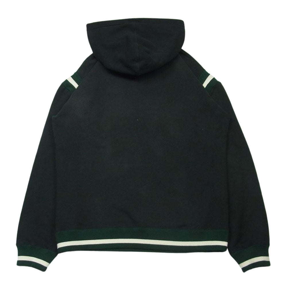 SAINT LAURENT サンローラン 22AW 689395 Y36SV ロゴ フェルト レタリング レース パーカー イタリア製 ブラック系 ダークグリーン系 M【中古】