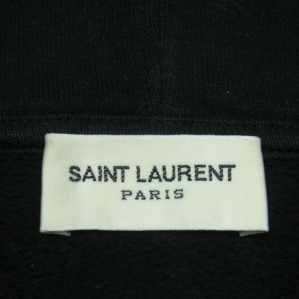 SAINT LAURENT サンローラン 22AW 689395 Y36SV ロゴ フェルト レタリング レース パーカー イタリア製 ブラック系 ダークグリーン系 M【中古】