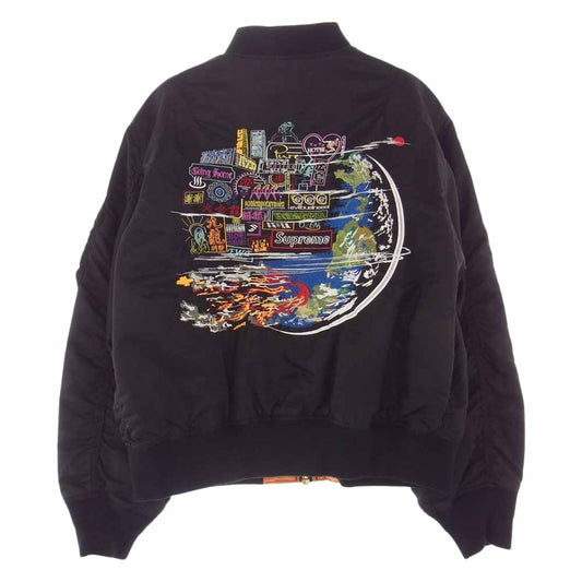 Supreme シュプリーム 20AW Globe MA-1 ボンバー ミリタリー ジャケット ブラック系 M【中古】