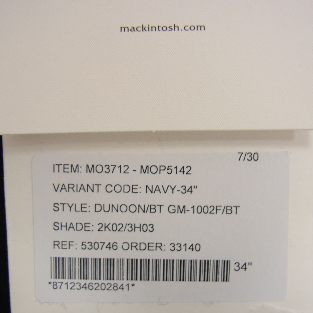 Mackintosh マッキントッシュ 国内正規品 英国製 GTS DUNOON BT GM-1002F ダヌーン ウール ショート ステンカラーコート ネイビー系 34【美品】【中古】