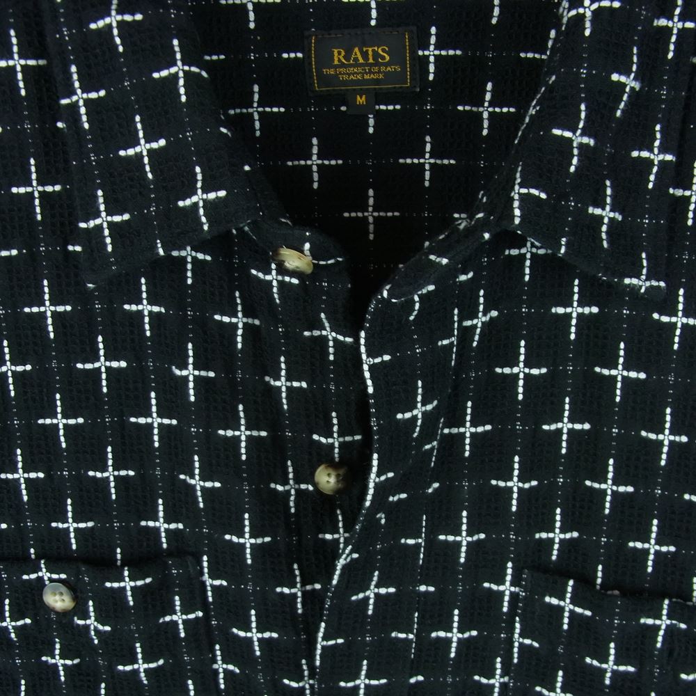 RATS ラッツ 22'RS-0905 KANOKO CROSS SHIRT レギュラーカラー 長袖 シャツ コットン 日本製 ブラック系 M【美品】【中古】