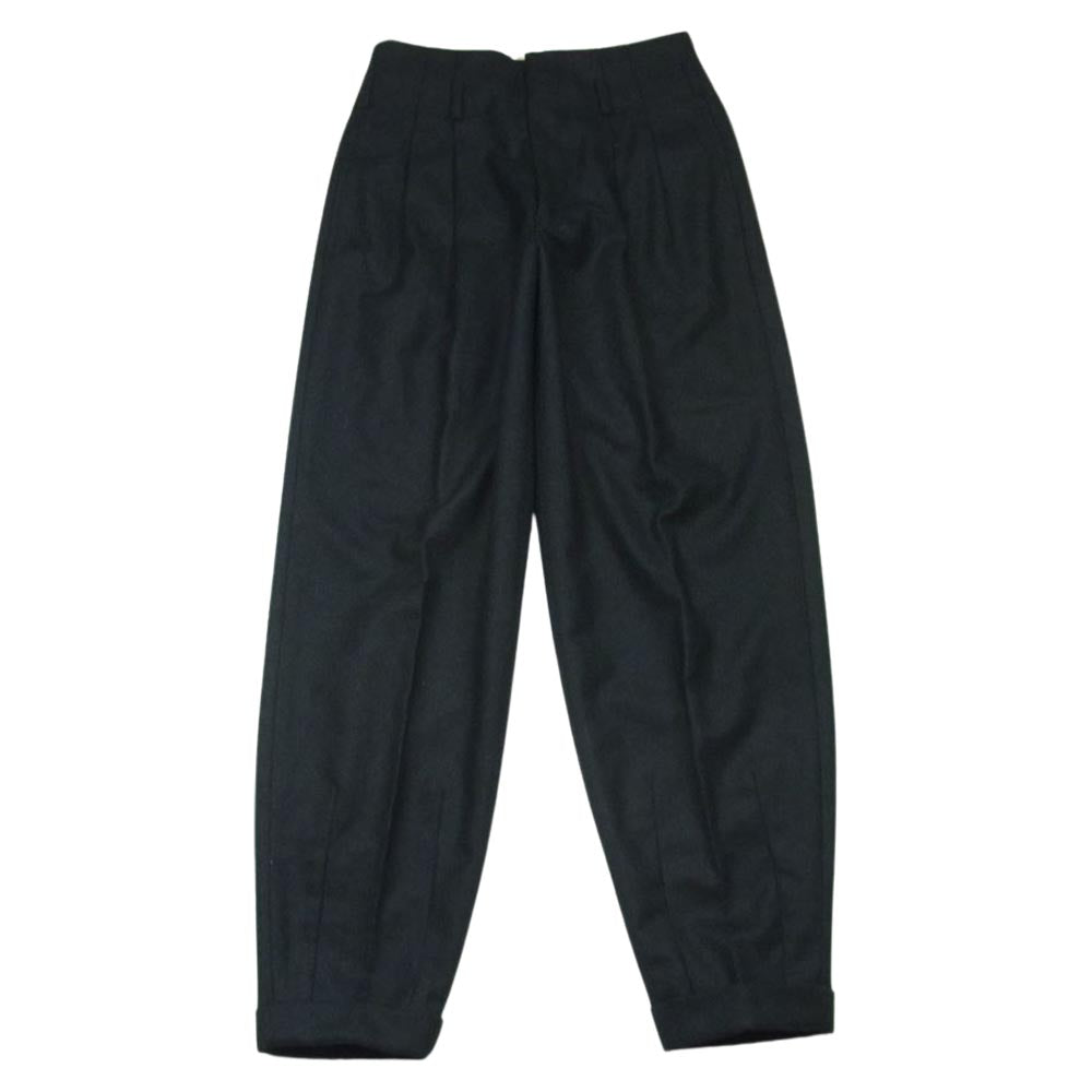 COMME des GARCONS HOMME PLUS コムデギャルソンオムプリュス AD2006 PR-P038 2タック ハイウエスト 裾ダブル ウール ワイド スラックス パンツ 黒に近い ダークグレー系 SS【中古】