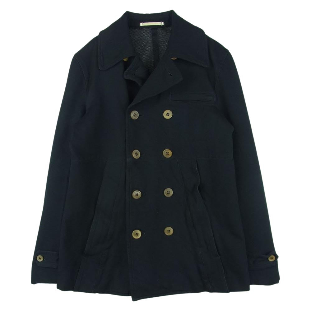 COMME des GARCONS HOMME PLUS コムデギャルソンオムプリュス PP-C006 AD2005 ポリ縮絨 ダブルブレスト ショート Pコート ブラック系 S【中古】