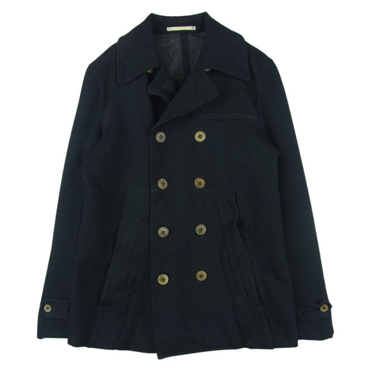 COMME des GARCONS HOMME PLUS コムデギャルソンオムプリュス PP-C006 AD2005 ポリ縮絨 ダブルブレスト ショート Pコート ブラック系 S【中古】