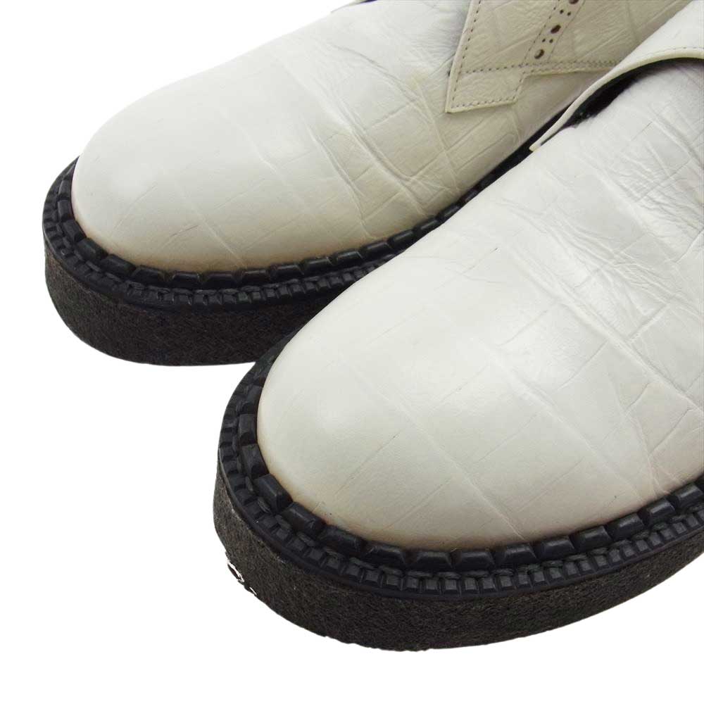 COMME des GARCONS HOMME PLUS コムデギャルソンオムプリュス クロコ型押し モンクストラップ レザー ラバーソール シューズ オフホワイト系 26㎝【中古】