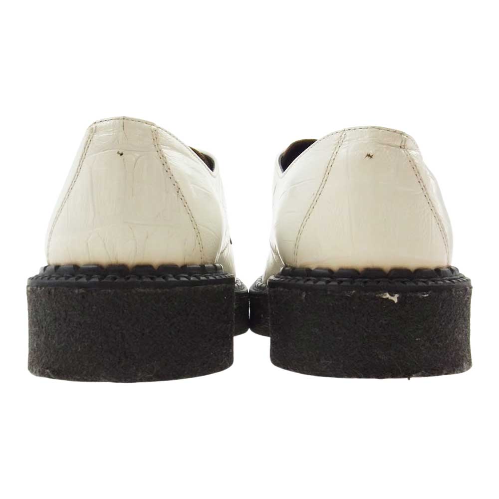 COMME des GARCONS HOMME PLUS コムデギャルソンオムプリュス クロコ型押し モンクストラップ レザー ラバーソール シューズ オフホワイト系 26㎝【中古】