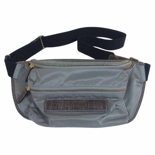 Felisi フェリージ 799/10/DS+SA-143028 ナイロン 型押しレザー ボディ バッグ カーキ系【中古】