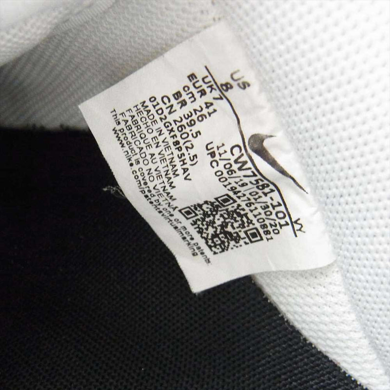 NIKE ナイキ CW7581-101 AIR FORCE LOW LV8 UTILITY BLACK SKETCH エアフォース ロー ユーティリティ ブラックスケッチ スニーカー ホワイト系 26cm【中古】