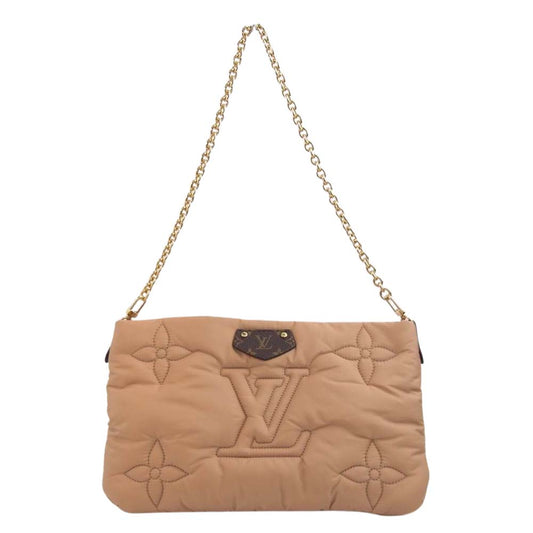 LOUIS VUITTON ルイ・ヴィトン 21AW M58977 LVピロー・カプセルコレクション マキシ ミュルティ ポシェット アクセソワール ライトブラウン系 カーキ系【美品】【中古】