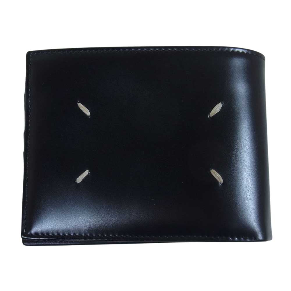 MAISON MARGIELA メゾンマルジェラ S35UI0436 グレインレザー 二つ折り 財布 ブラック系【美品】【中古】