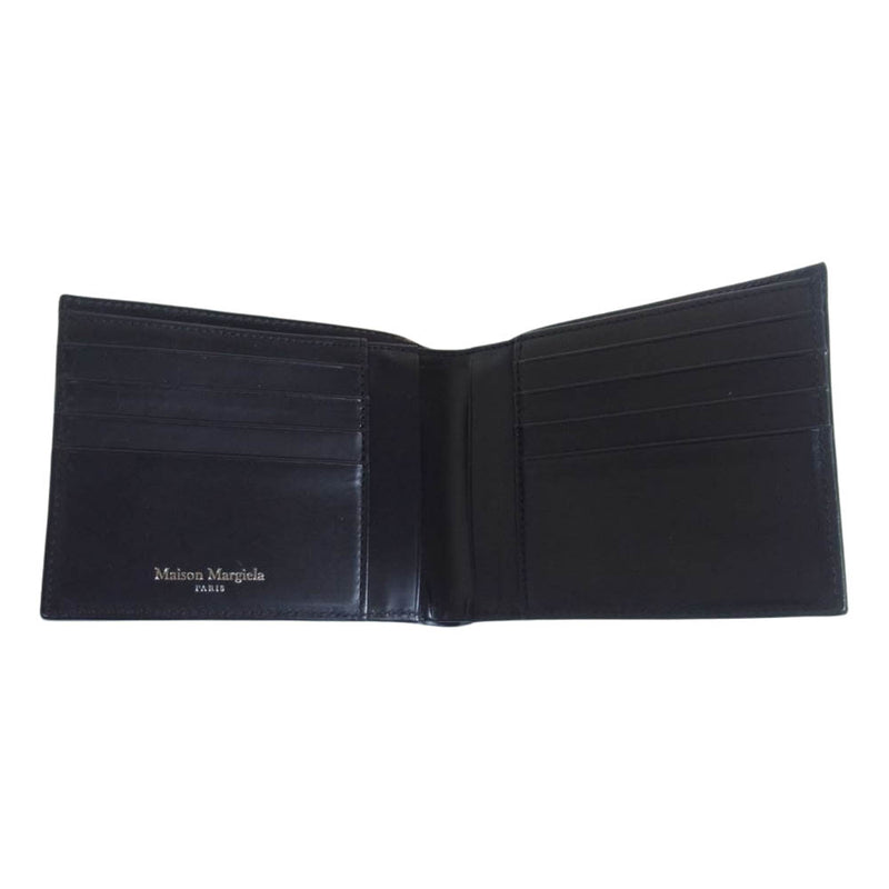 MAISON MARGIELA メゾンマルジェラ S35UI0436 グレインレザー 二つ折り 財布 ブラック系【美品】【中古】