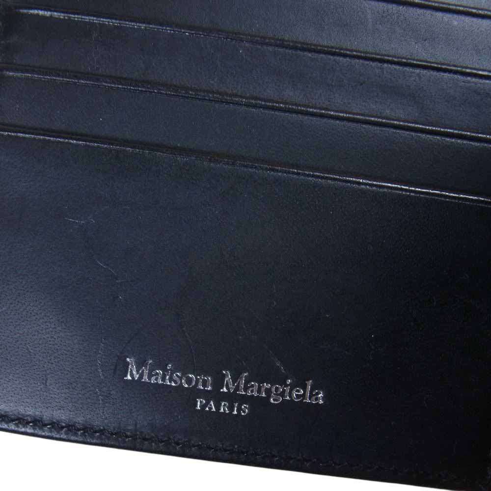 MAISON MARGIELA メゾンマルジェラ S35UI0436 グレインレザー 二つ折り 財布 ブラック系【美品】【中古】