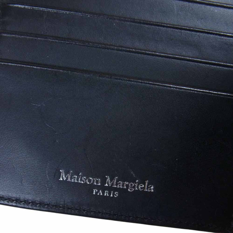MAISON MARGIELA メゾンマルジェラ S35UI0436 グレインレザー 二つ折り 財布 ブラック系【美品】【中古】