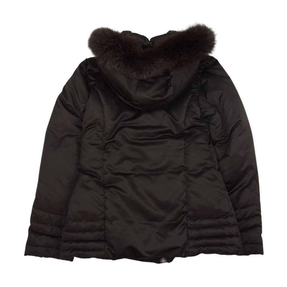 MONCLER モンクレール 茶タグ リアルファー ロング ダウン ジャケット  ブラウン系【中古】