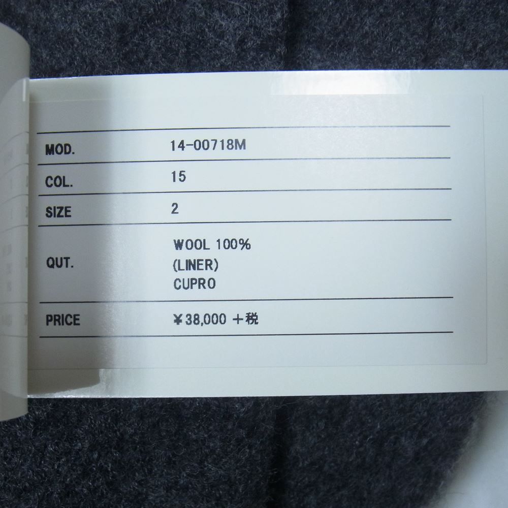 Sacai サカイ 14-00718M 1タック 裾ダブル ウール テーパード スラックスパンツ チャコール系 2【美品】【中古】