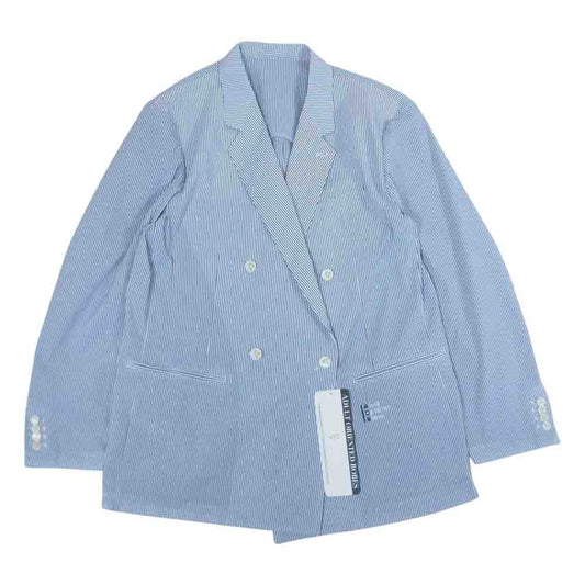 アダルト オリエンテッド ローブス 22SS 22AOR-3-JK-007 Tropic Of Capricorn ロゴ刺繍 シアサッカー ストライプ オーバーサイズ ダブルブレスト ジャケット ネイビー系 4【極上美品】【中古】