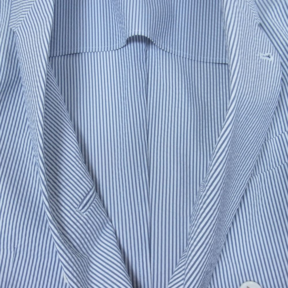 アダルト オリエンテッド ローブス 22SS 22AOR-3-JK-007 Tropic Of Capricorn ロゴ刺繍 シアサッカー ストライプ オーバーサイズ ダブルブレスト ジャケット ネイビー系 4【極上美品】【中古】