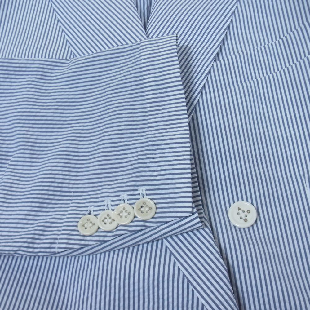 アダルト オリエンテッド ローブス 22SS 22AOR-3-JK-007 Tropic Of Capricorn ロゴ刺繍 シアサッカー ストライプ オーバーサイズ ダブルブレスト ジャケット ネイビー系 4【極上美品】【中古】