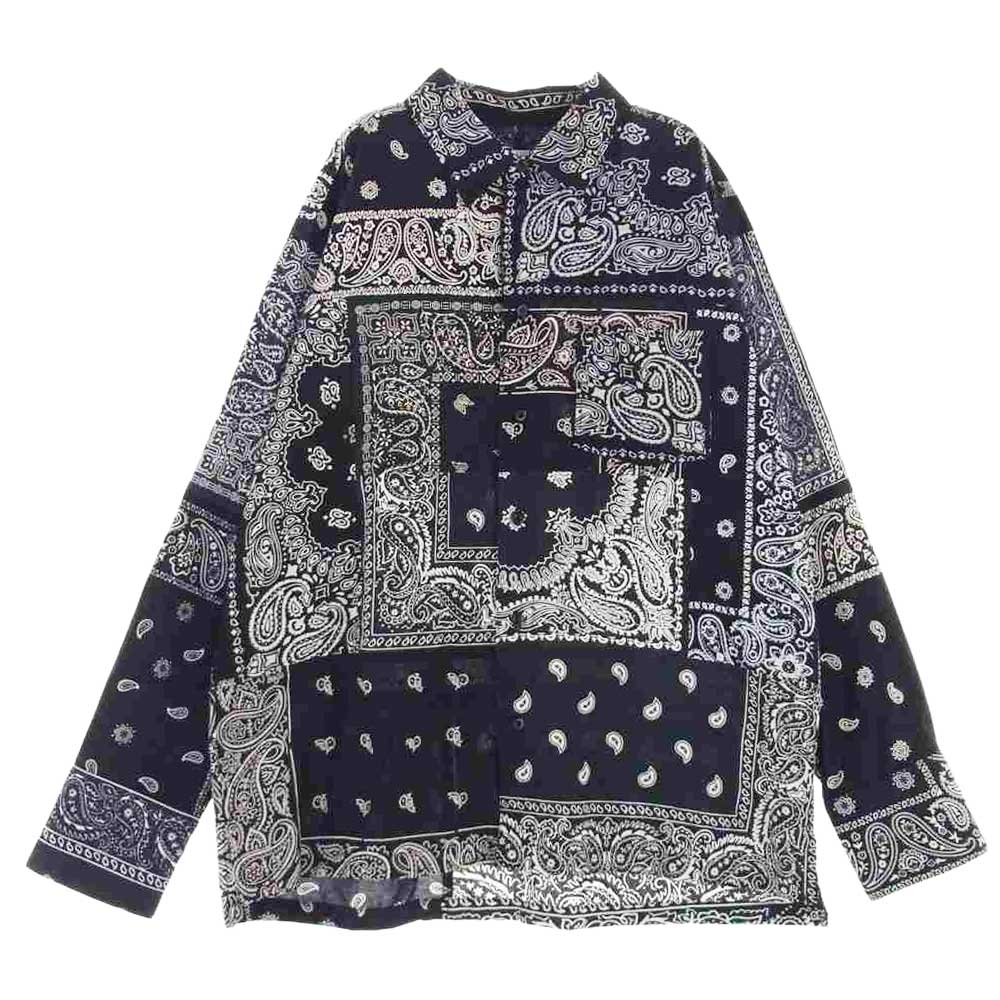 ミヤギヒデタカ BANDANA Shirt バンダナ 長袖 シャツ ブラック系 2【美品】【中古】